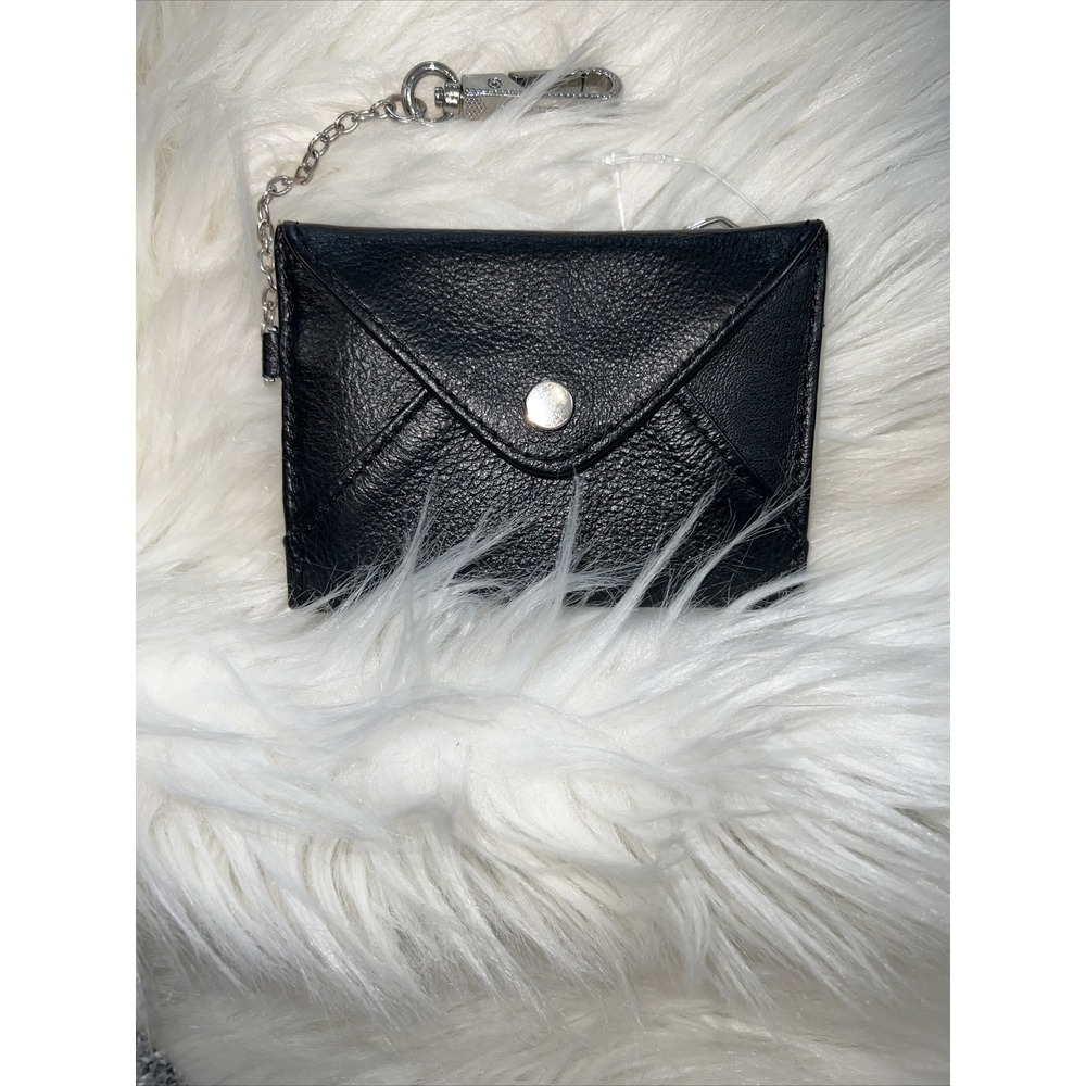 Aimee Kestenberg Black Pebbled Leather Fold Over Wallet Chain Hook AK504101N